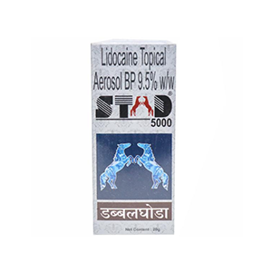 Lidocaine Topical Aerosol BP 9.5%, STUD 5000, Dealy Spray For Man 20g
