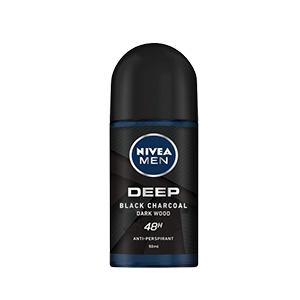 Nivea Men Deep Black Charcoal Dark Wood Roll on - 50ml X 2Pcs